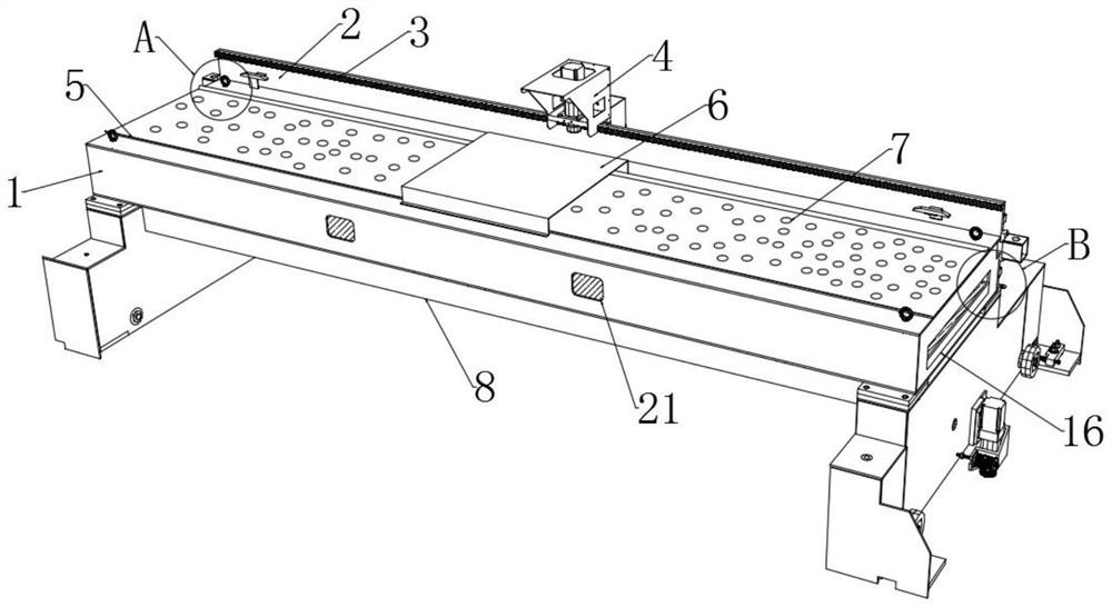 Scrap cleaning device for engineering machinery machining table board