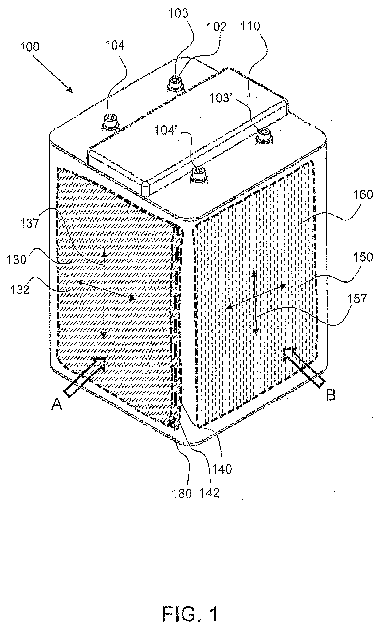 Electrochemical cell having orthogonal arrangement of electrodes