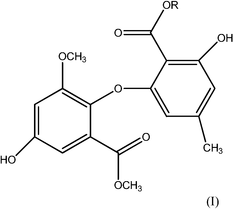 Application of asterric acids compound in inhibition of activity of acetylcholin esterase