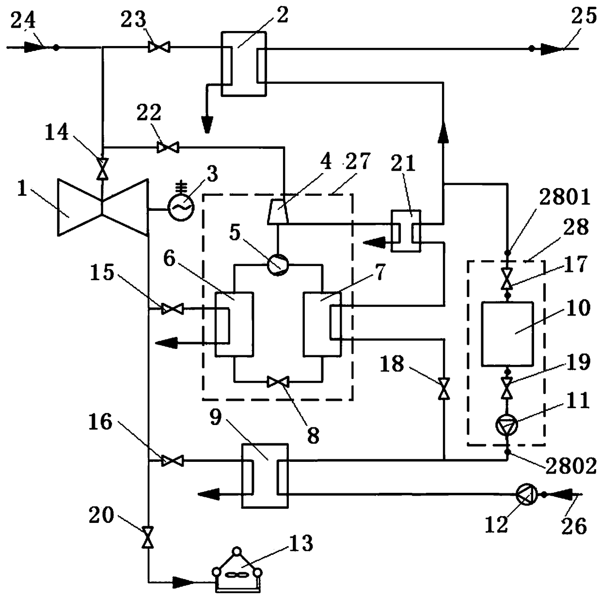 Thermoelectric unit combined with steam-driven heat pump and heat storage device and its peak regulation method