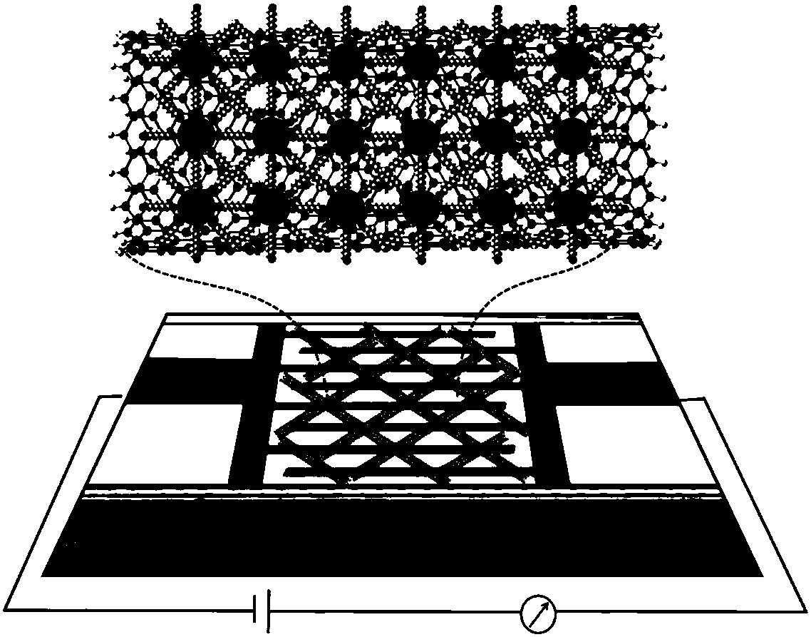 Gas sensor based on carbon nanotubes and metal nanoparticles and construction method thereof