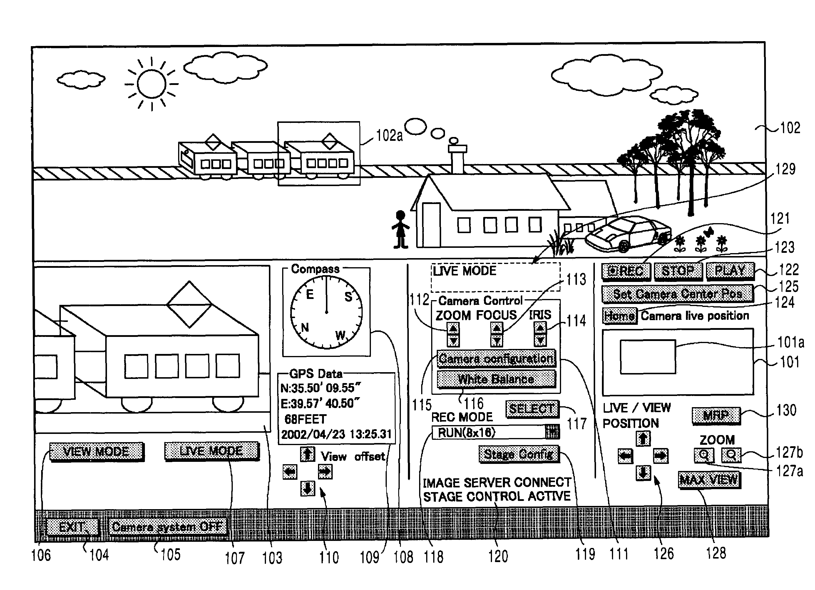 Camera surveillance system and method for displaying multiple zoom levels of an image on different portions of a display