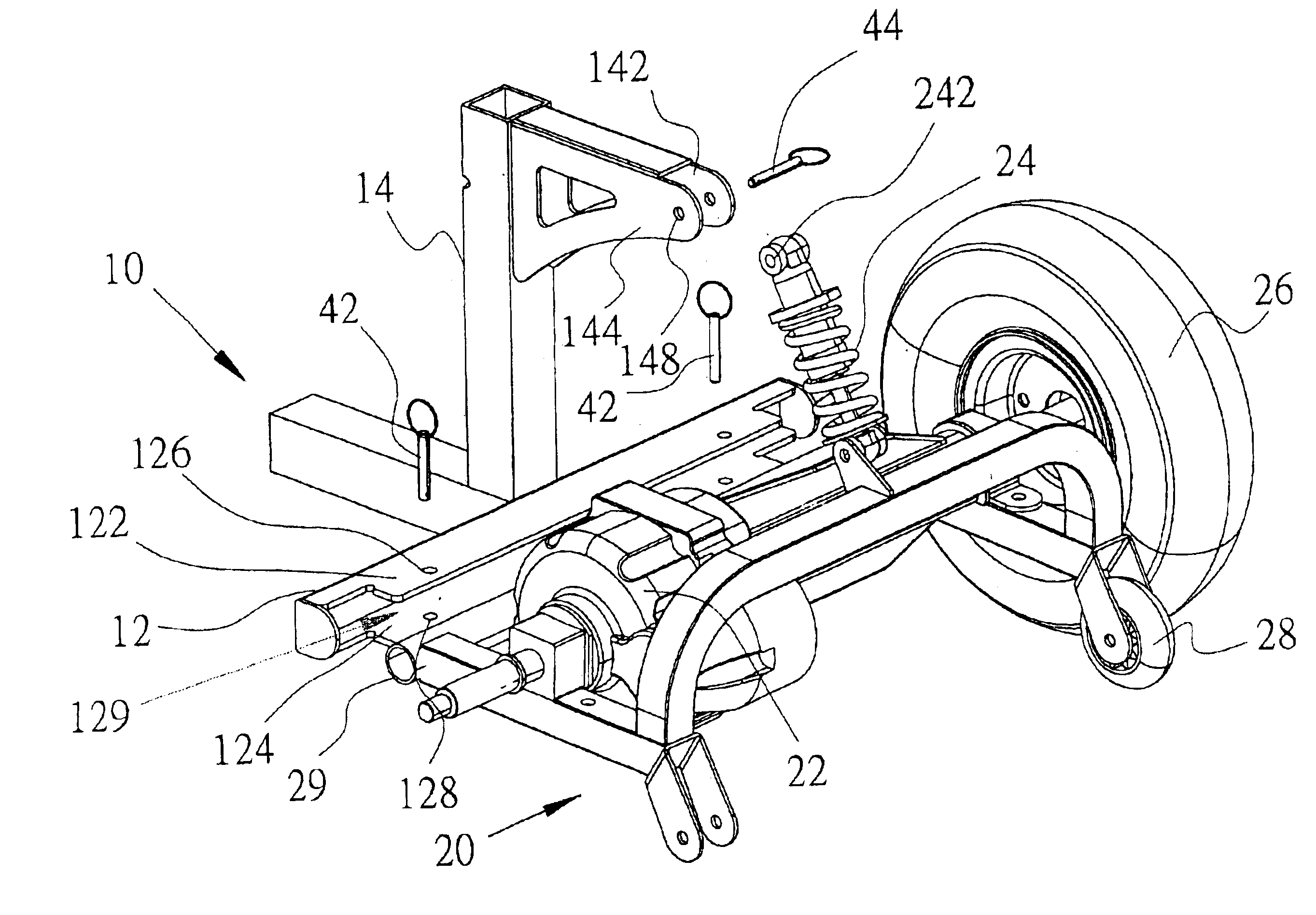 Wheeled vehicle having a detachable rear frame