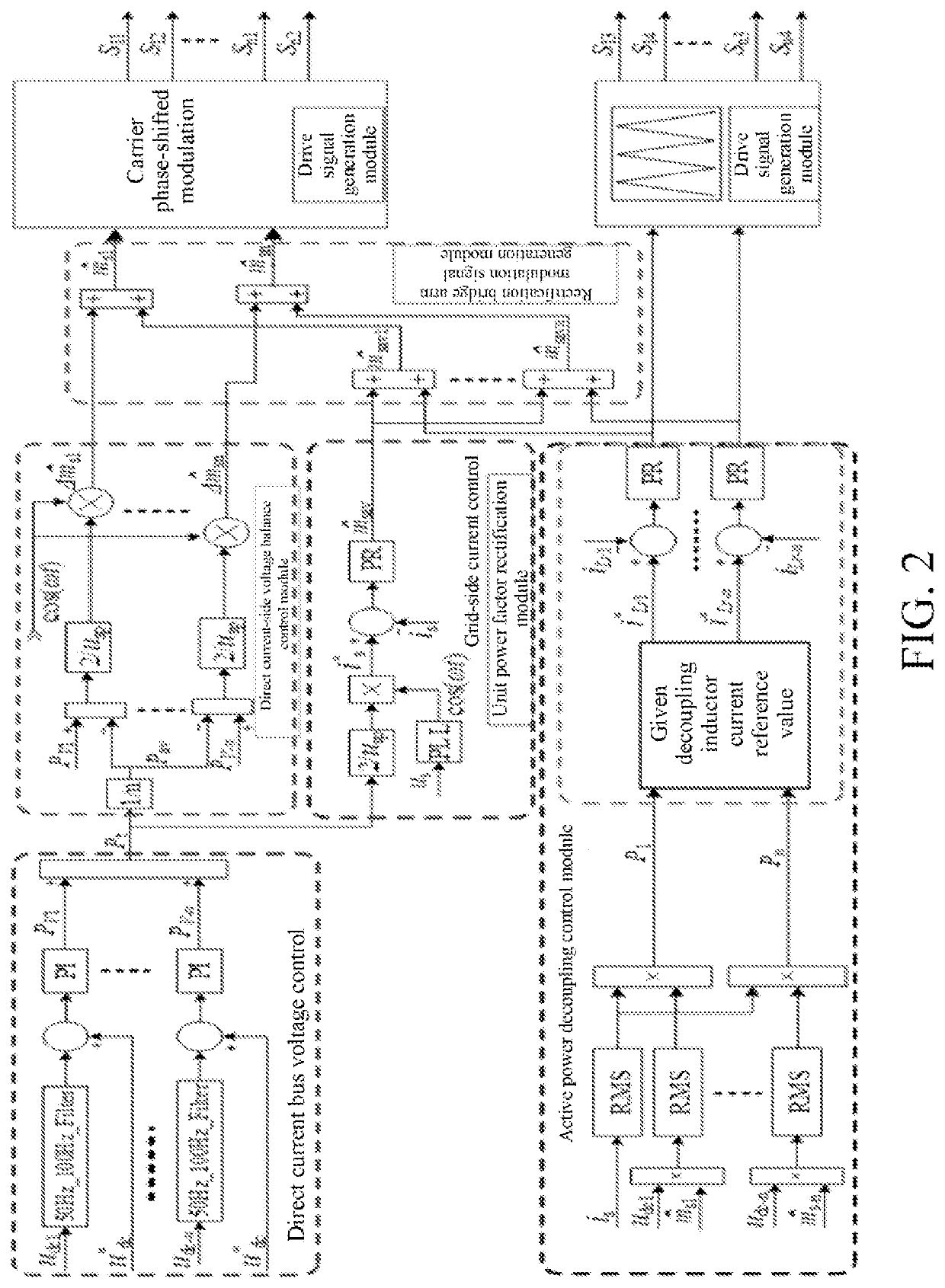 Single-phase device-multiplexing active power decoupling cascaded rectifier and control method thereof