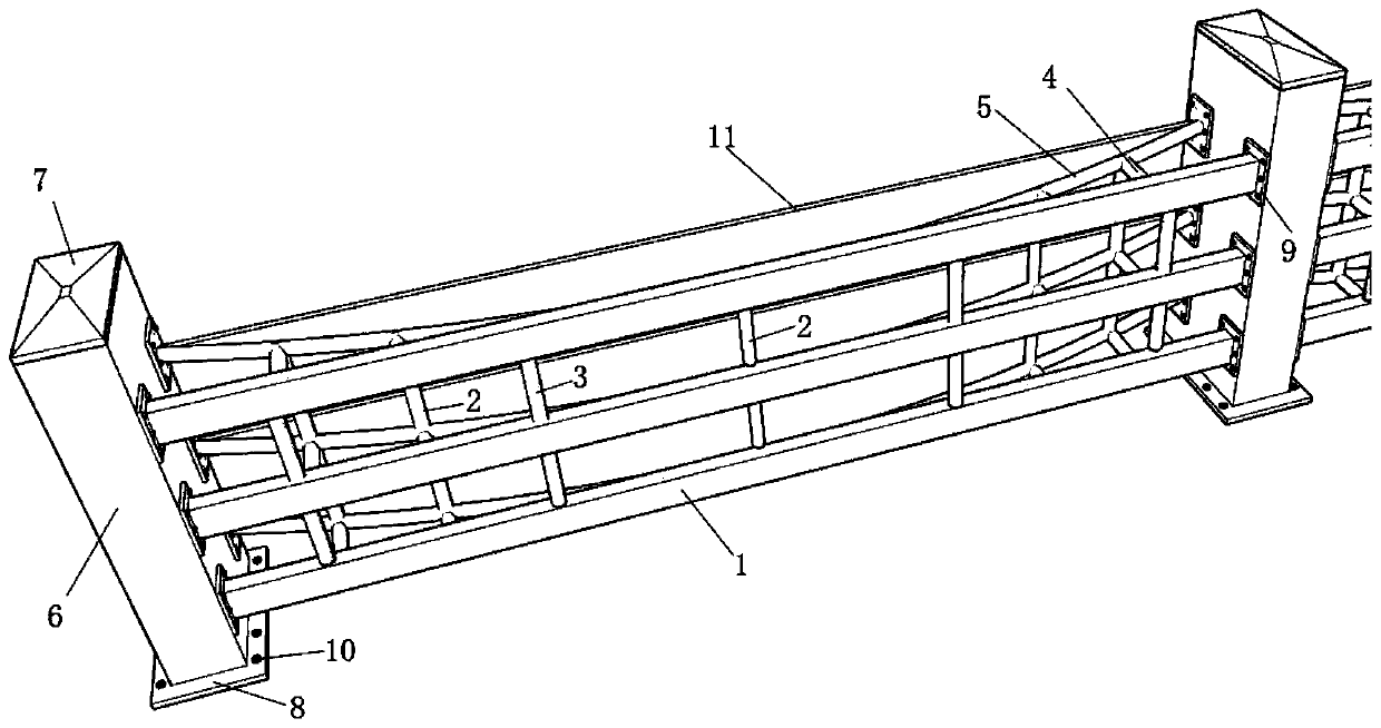 Semi-rigid bridge anti-collision guardrail