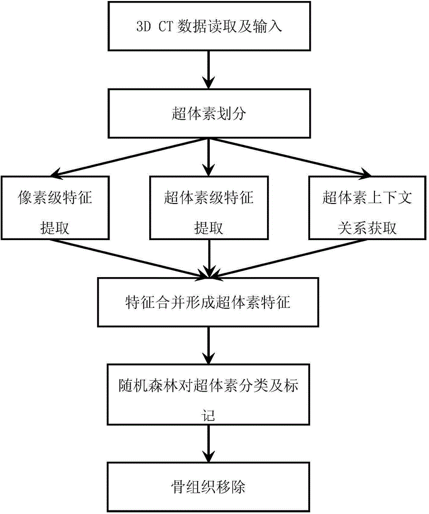 Removal method and system for bone tissue in 3D CT (Three Dimensional Computed Tomography) image