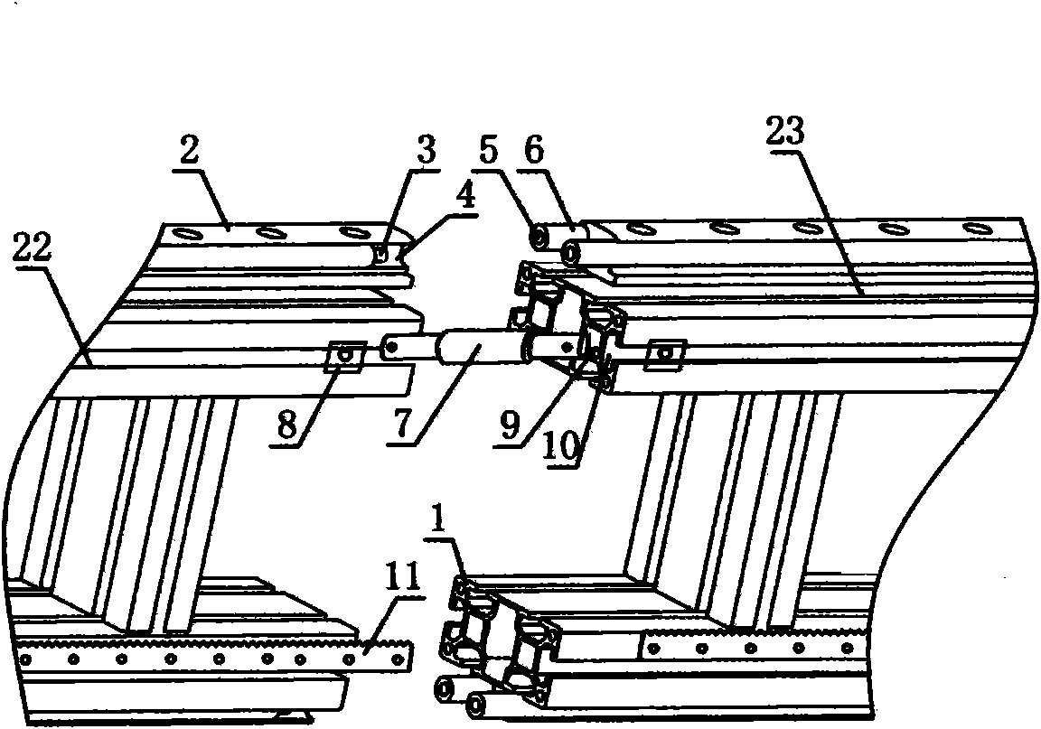 Portable spliced guide rail, butt joint method and work fixture