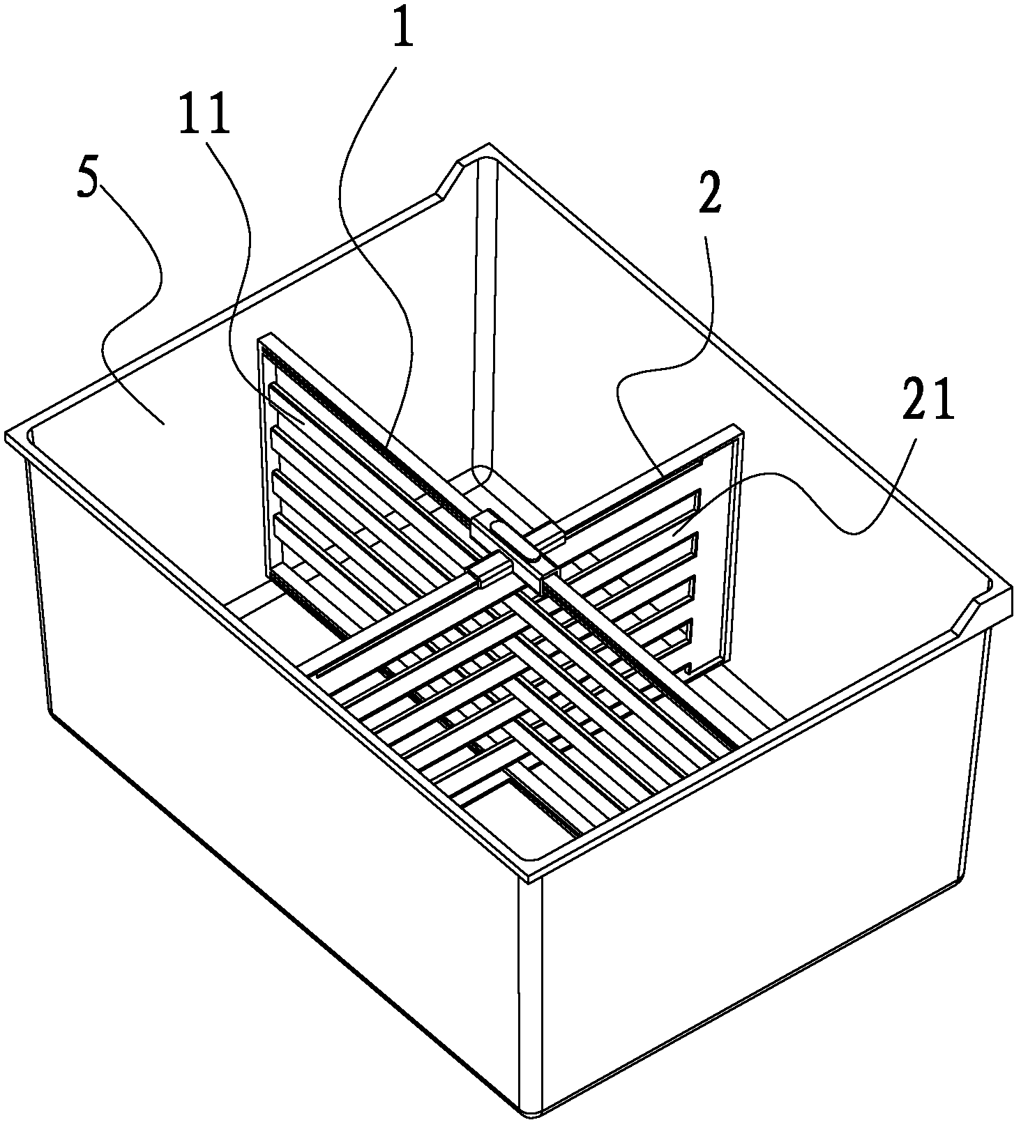 Separating shelf component for refrigerator drawer and refrigerator with separating shelf component