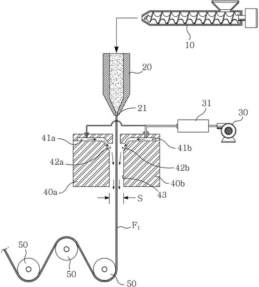 Apparatus for manufacturing a fine porous film for a separation film of a battery and method for manufacturing a film using same