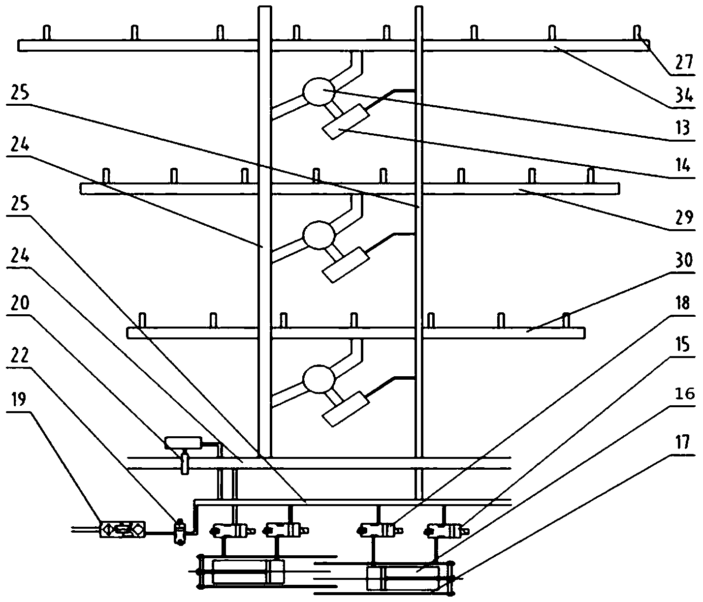 Rectangular taper metal bin blockage clearing equipment and use method thereof