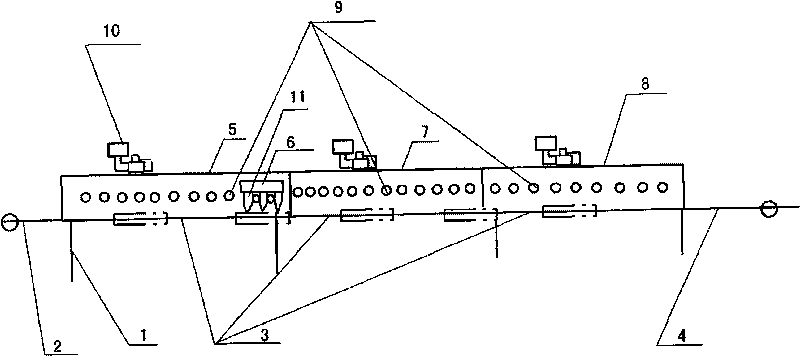 Drying device for heating by combining medium wave with jet