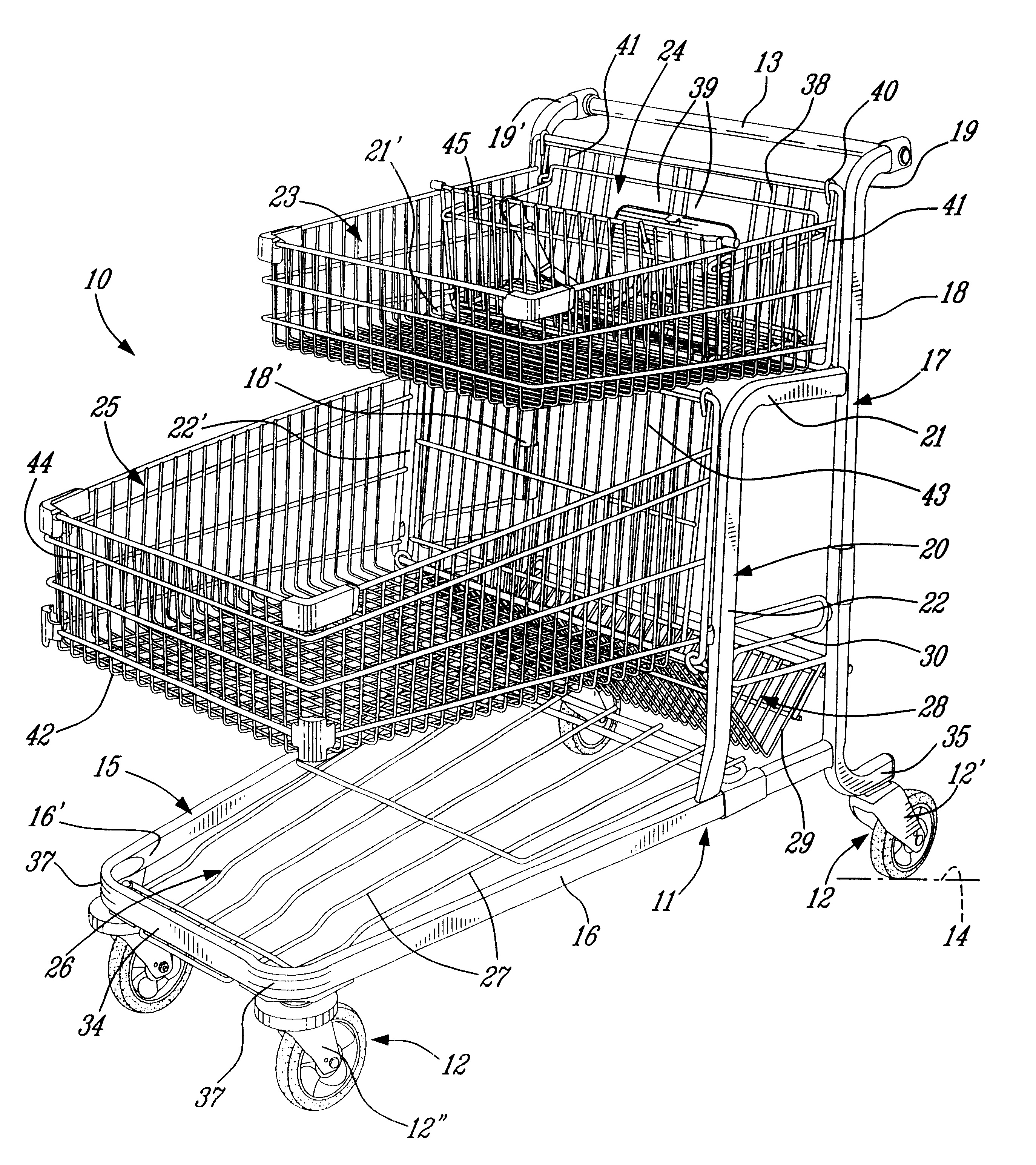 Shopping cart with dedicated multi-compartments