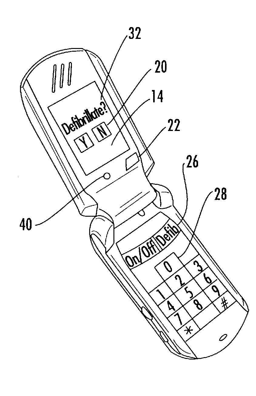 Wireless communication device with integrated defibrillator