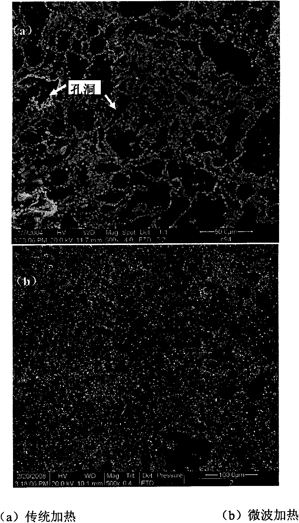 Microwave reaction synthesis method for endogenous metal matrix composite material