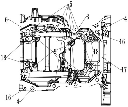 Machining method for lower cylinder body single body of three-cylinder engine