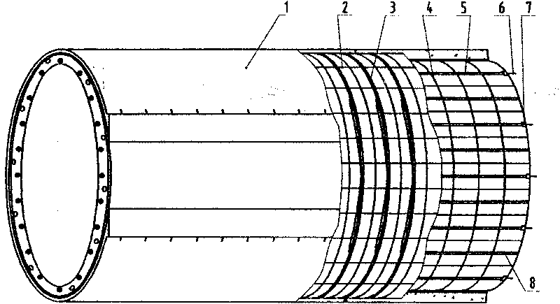 Large flow centripetal-stress sewage-treating pipeline and its production process