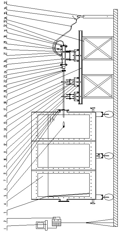 Experimental device of interaction of horizontal supercavity and free surface