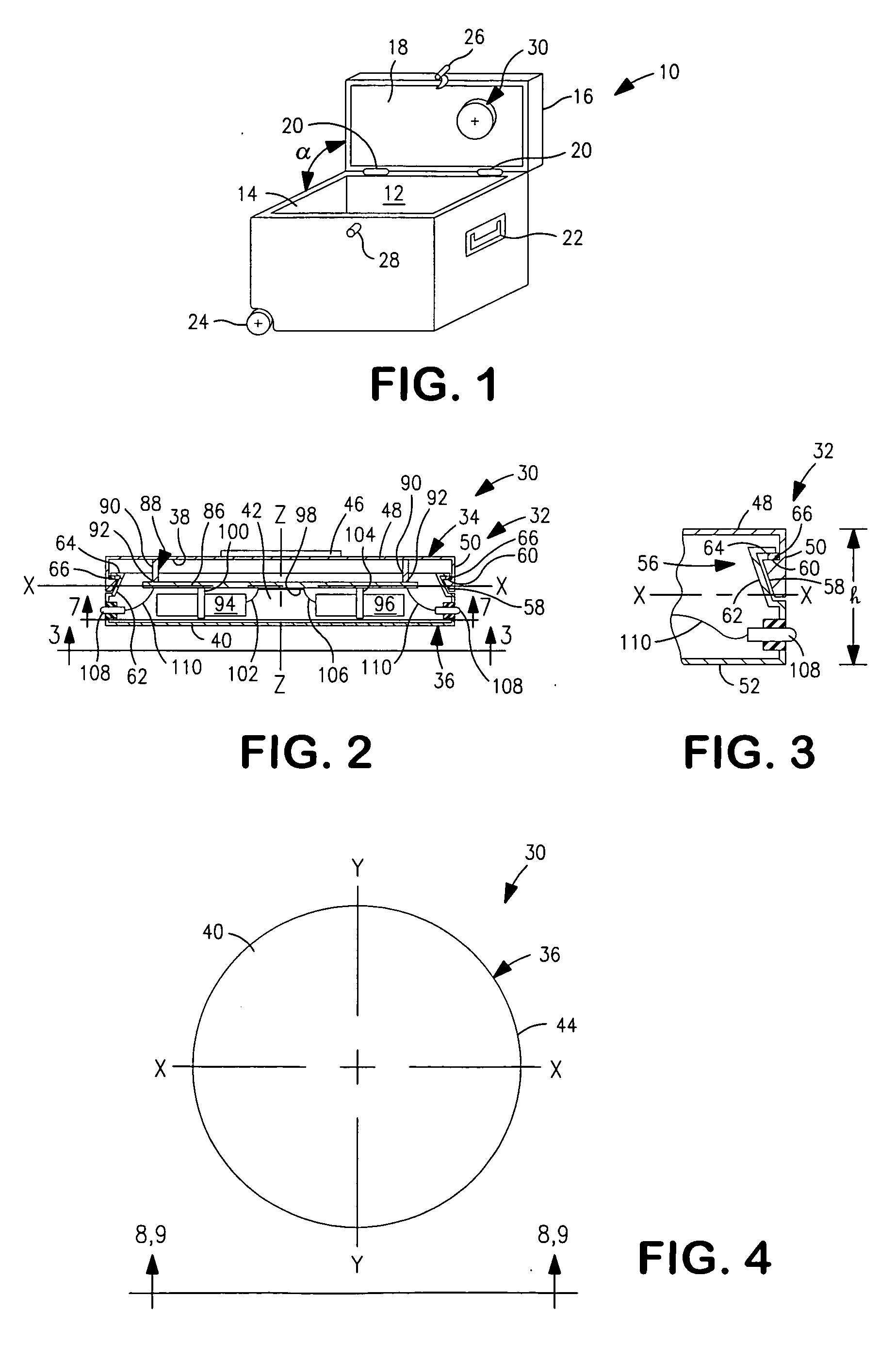 Cooler with a lid which contains a light that is activated as the lid is opened