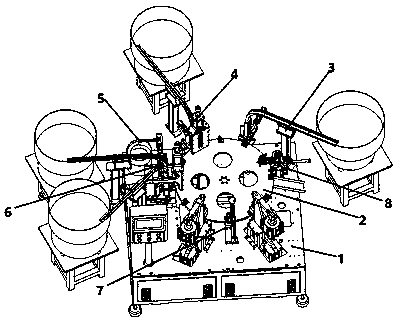 Full automatic assembling equipment for two-stage force hinge