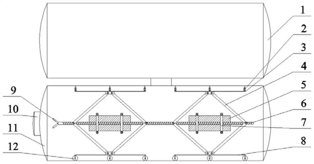 A sacrificial anode protection device for a truss-type double-tube horizontal metering separator