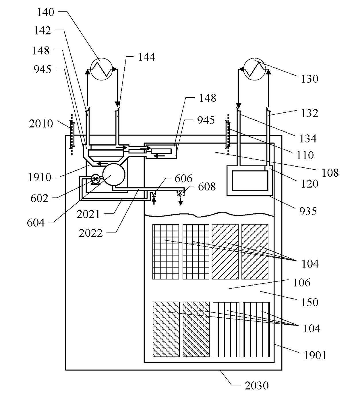 System and method for fluid cooling of electronic devices installed in a sealed enclosure