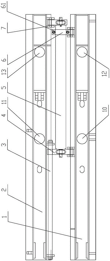 Stepping sliding moving support with increased step distance