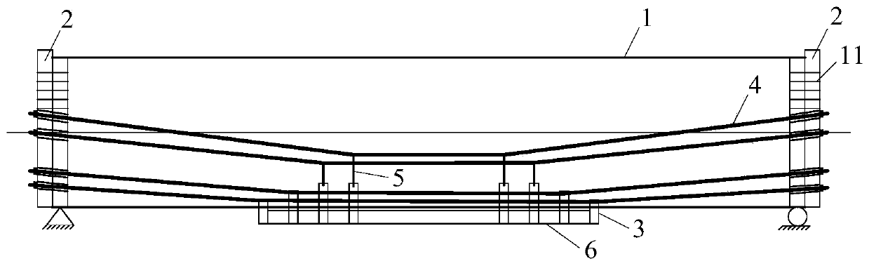 A large plate beam structure and strengthening method of power plant boiler with external prestressed integral reinforcement