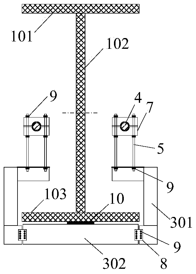 A large plate beam structure and strengthening method of power plant boiler with external prestressed integral reinforcement
