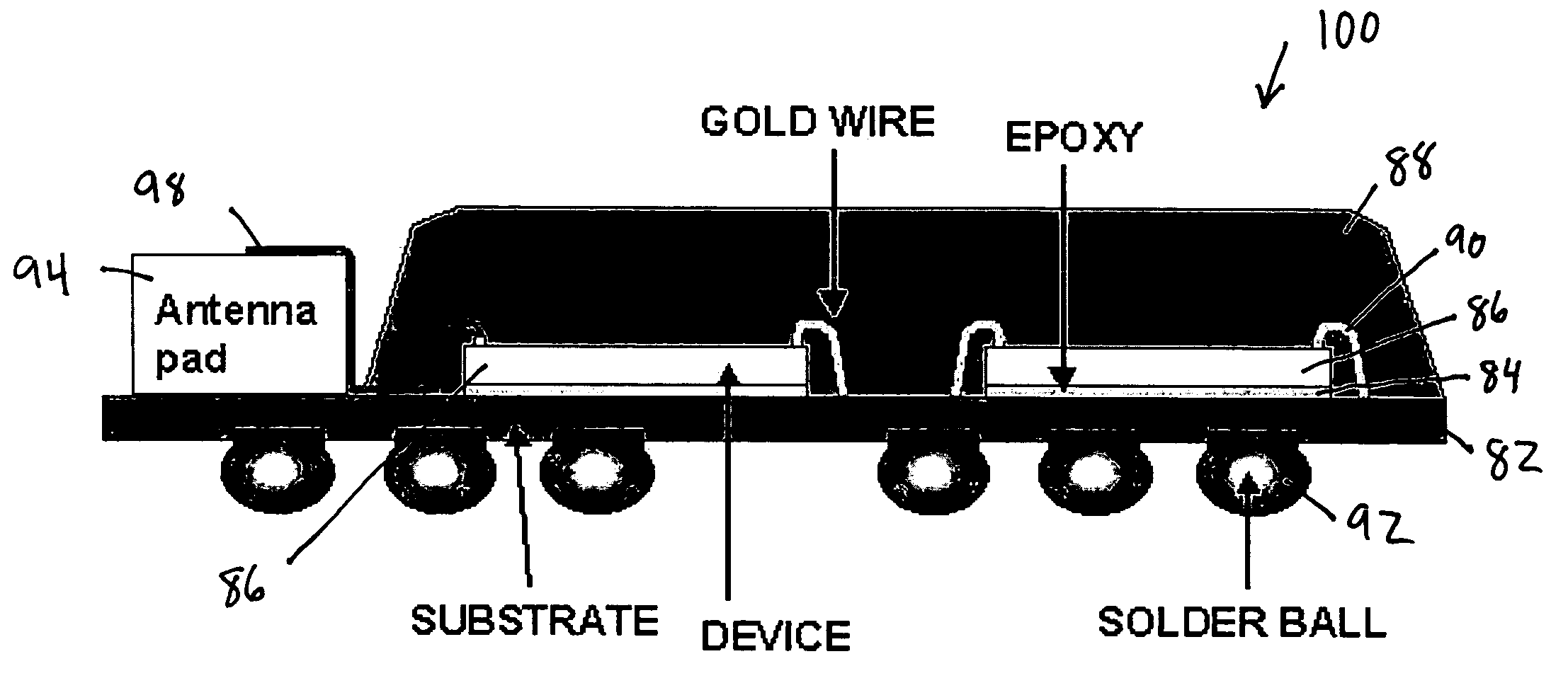 Ball Grid Array package having integrated antenna pad