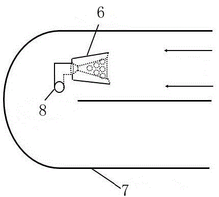 A harvesting device that uses microbubble recoil to concentrate microalgae cells in the raceway pool