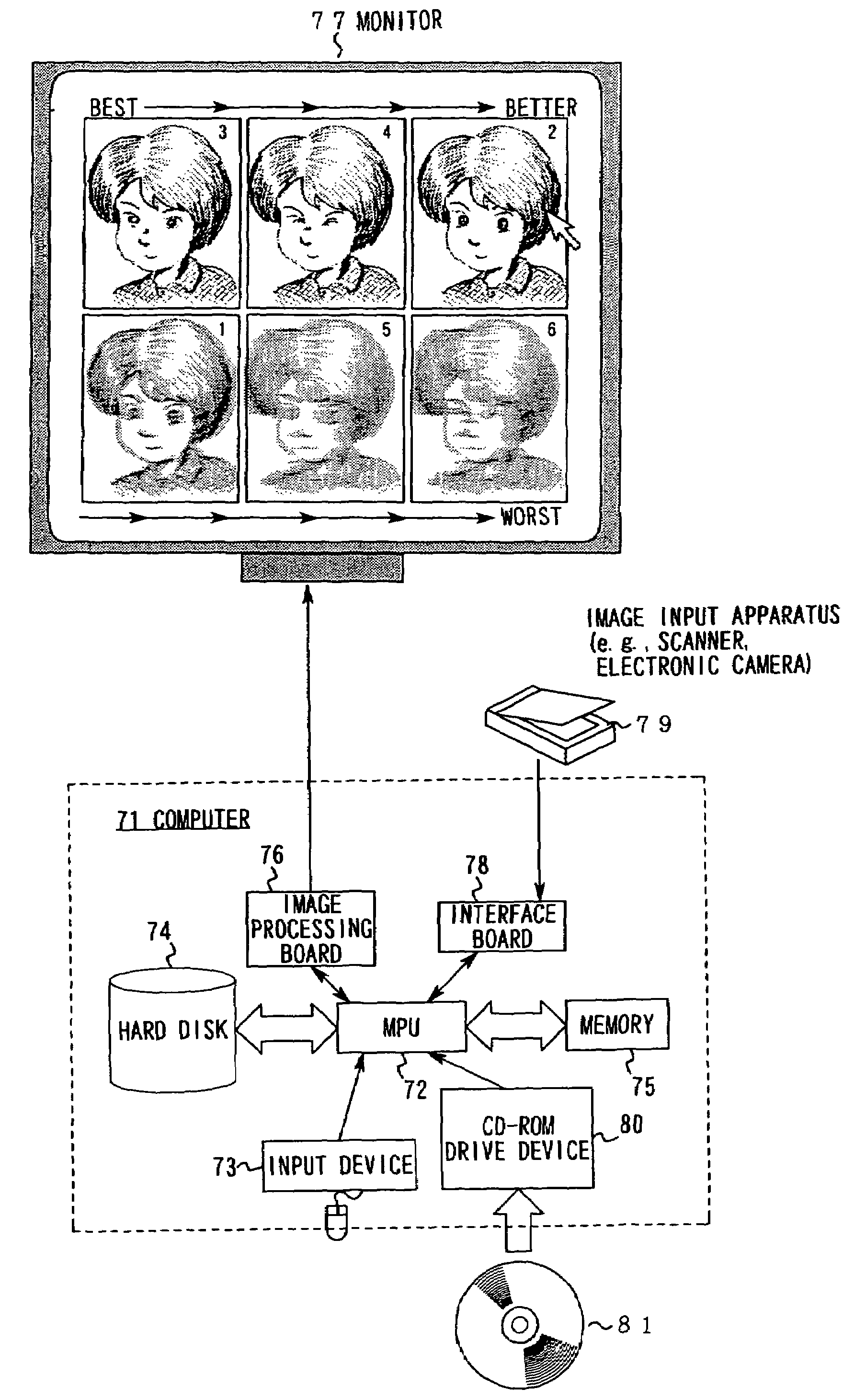 Image processing apparatus having image selection function, and recording medium having image selection function program