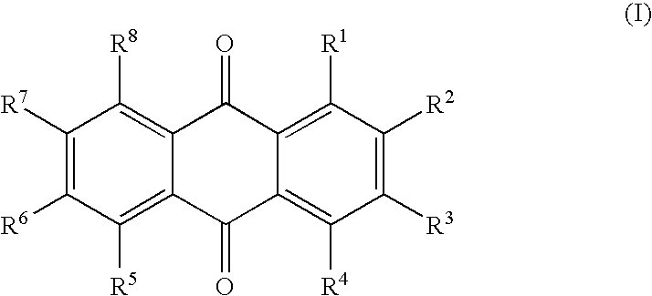 Quencher compositions comprising anthraquinone moieties