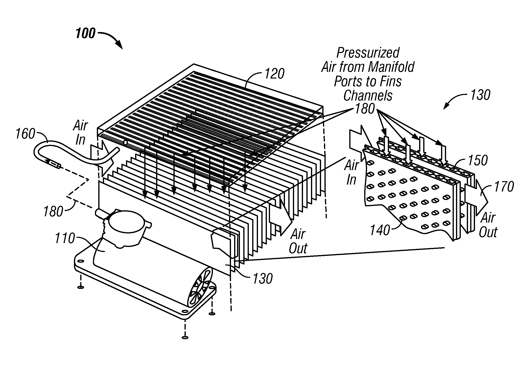 Blowerless heat exchanger based on micro-jet entrainment