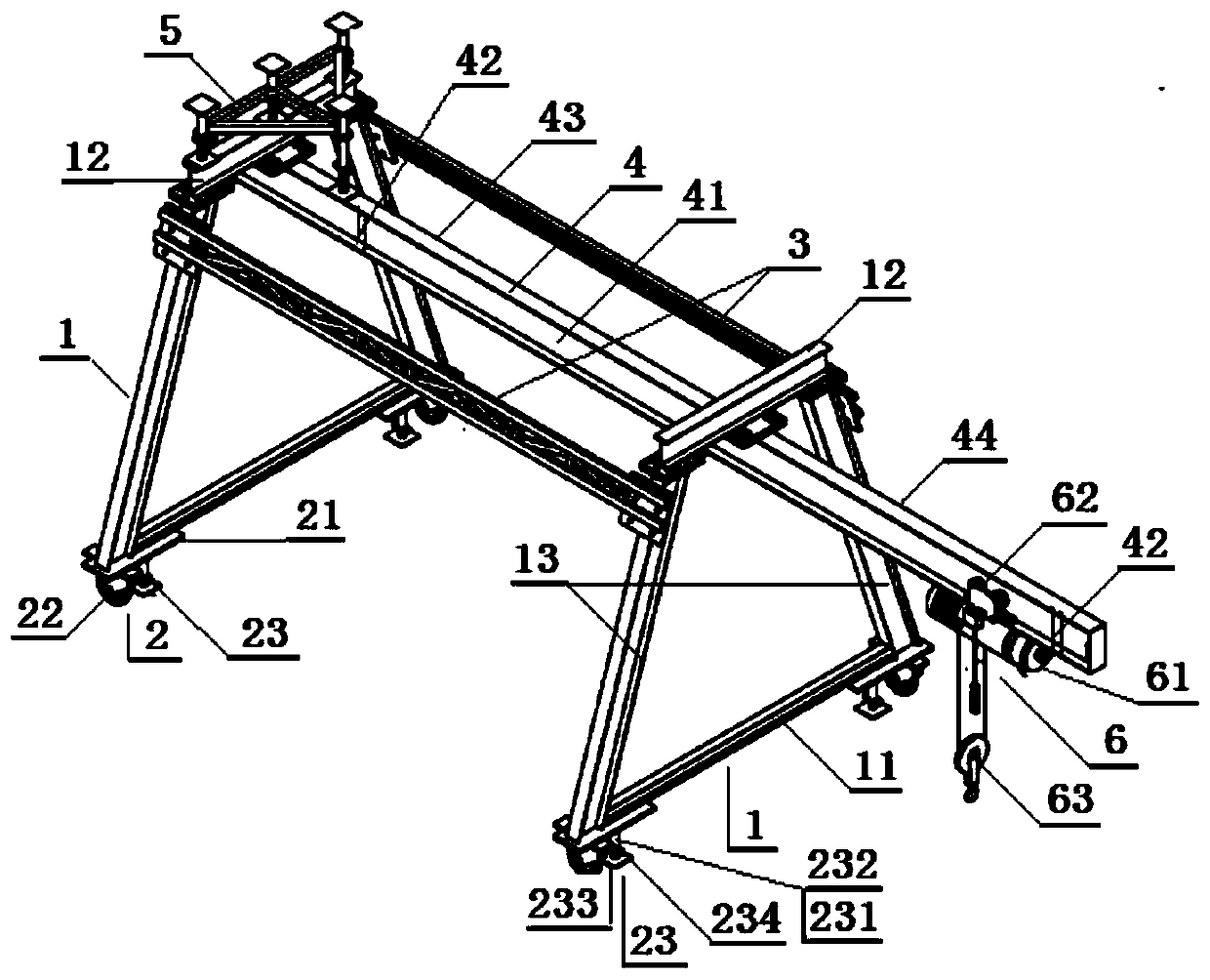 Walking small electric hoister suitable for transferring materials between reverse building method floors