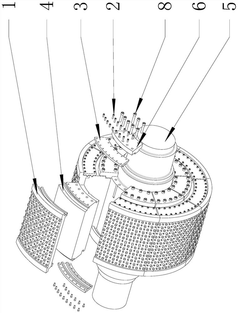 Roller structure of a roller press embedded with cemented carbide studs