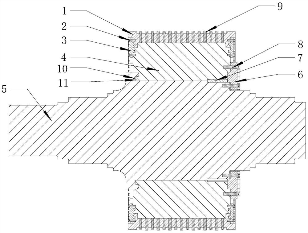 Roller structure of a roller press embedded with cemented carbide studs