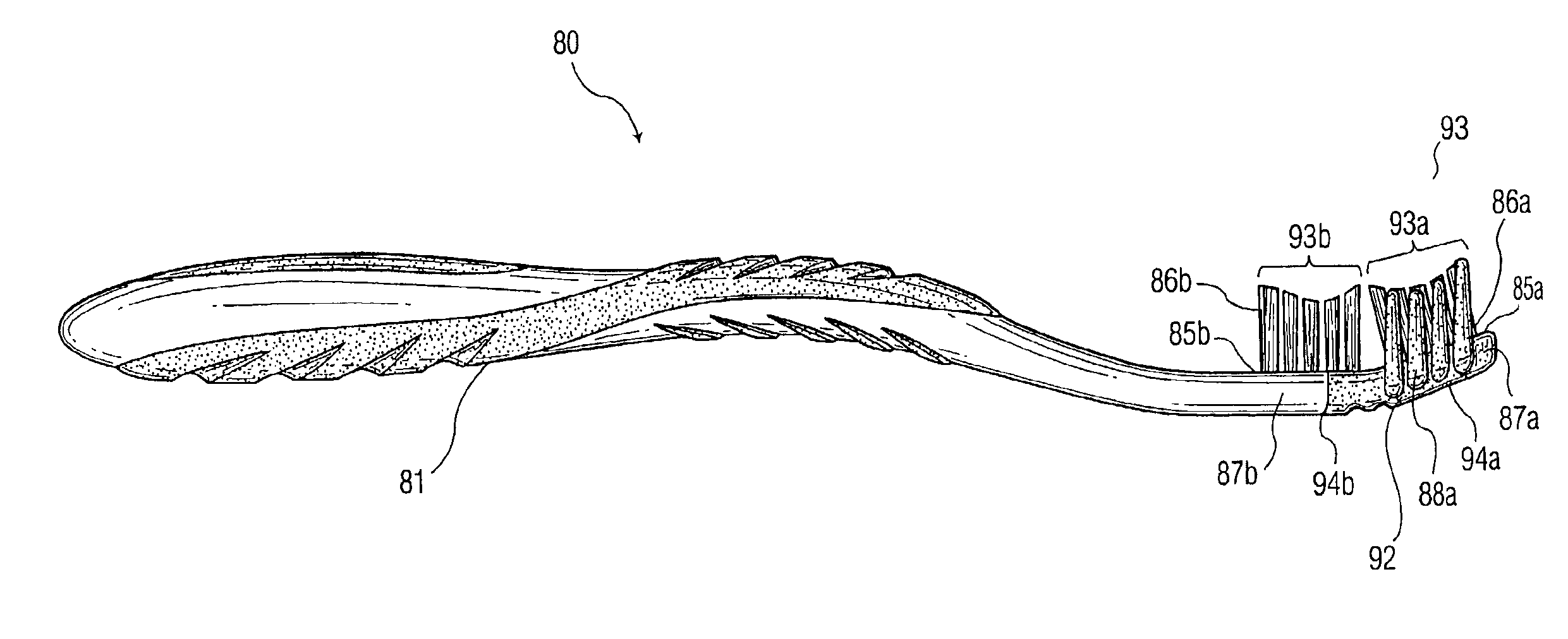 Contouring toothbrush head