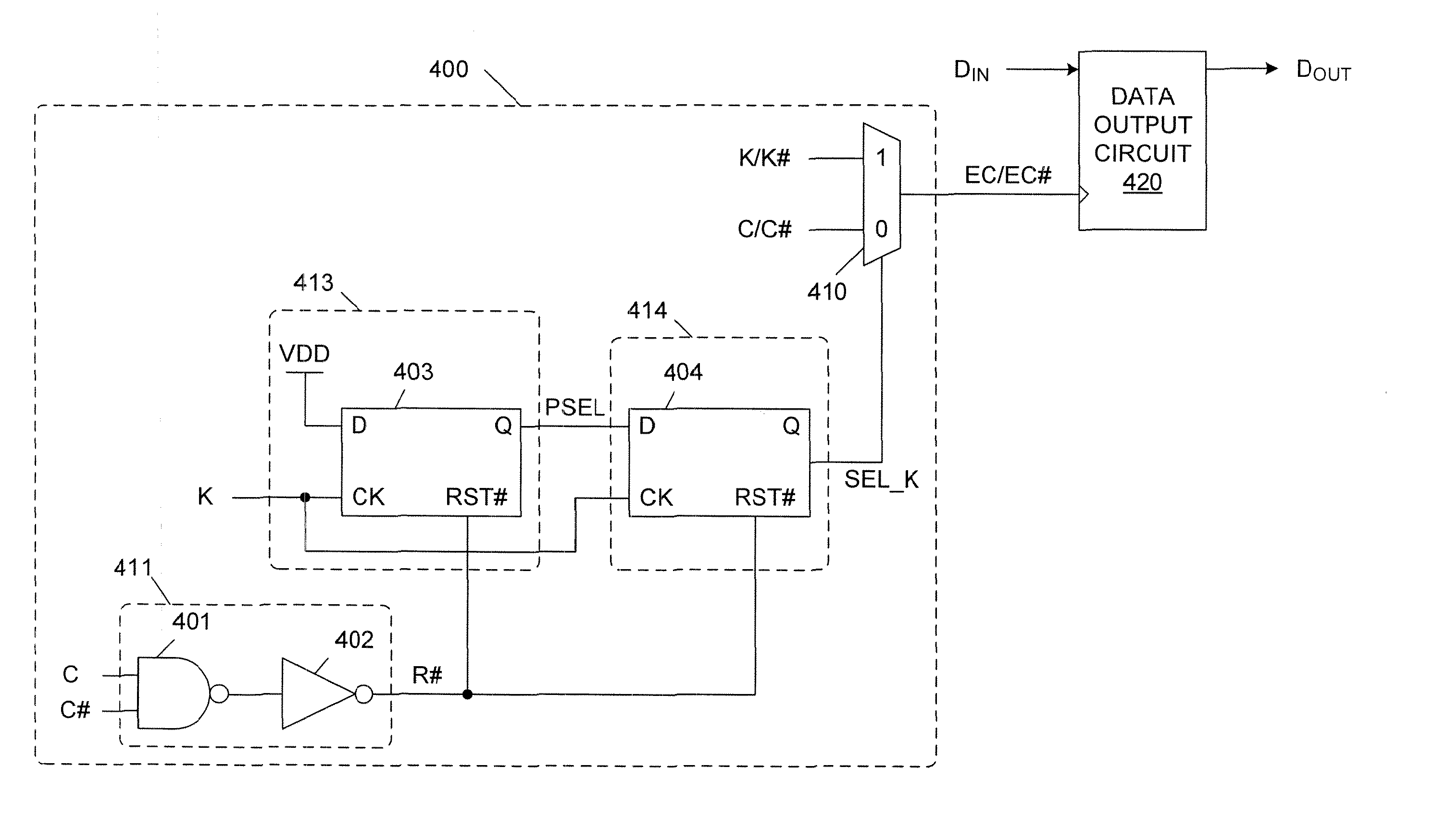 Data Output Clock Selection Circuit For Quad-Data Rate Interface