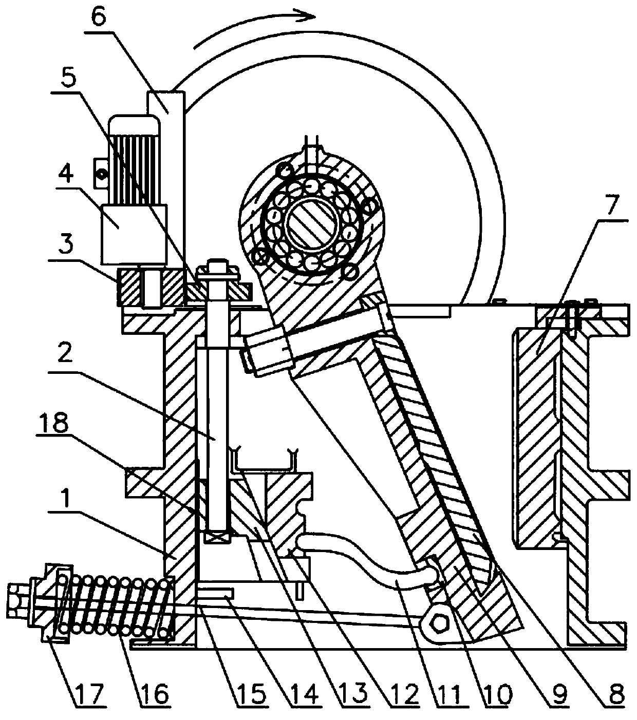 Automatic adjusting device for discharging granularity of jaw crusher