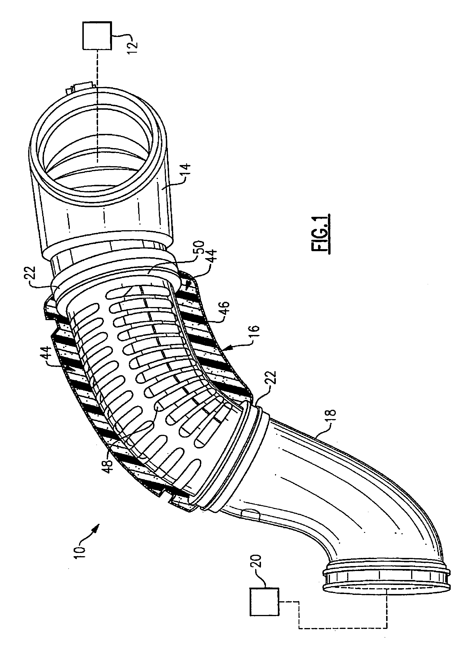 Silencer for air induction system and high flow articulated coupling