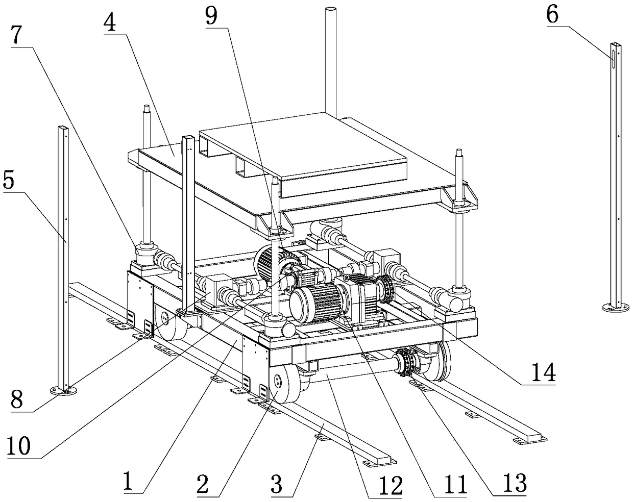 Lifting unstacking trolley capable of walking and having plate material positioning function