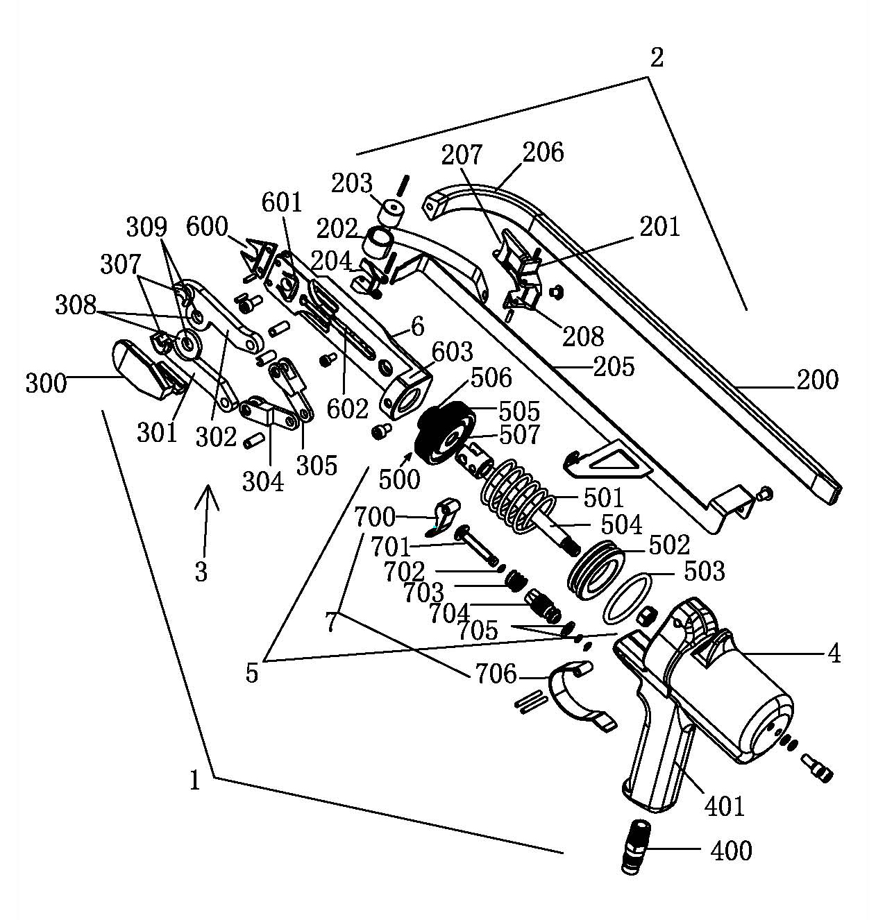 Pneumatic steel wire gauze gun