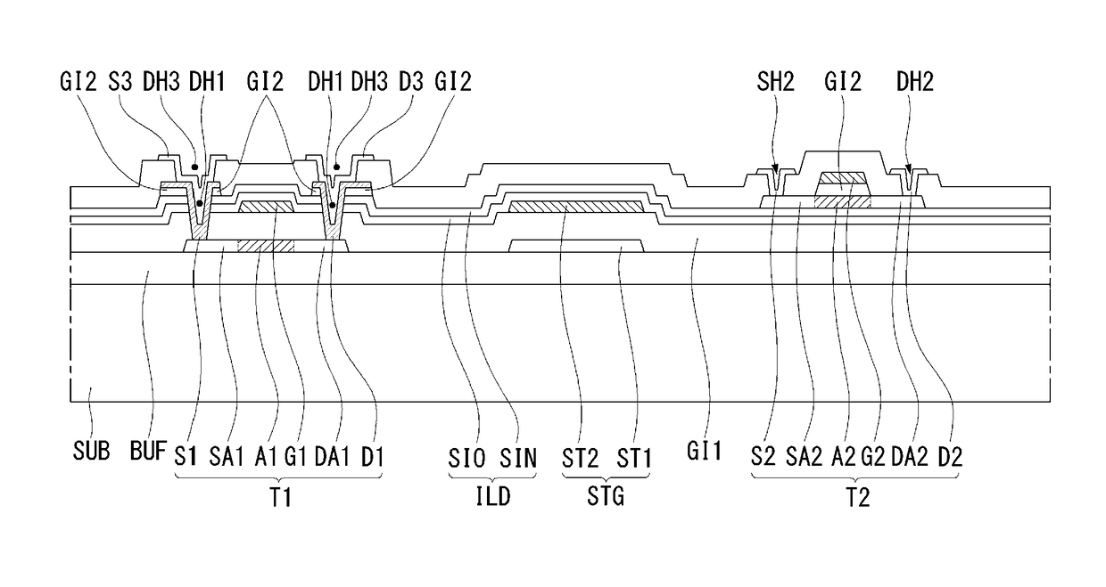 Thin film transistor substrate and display using the same