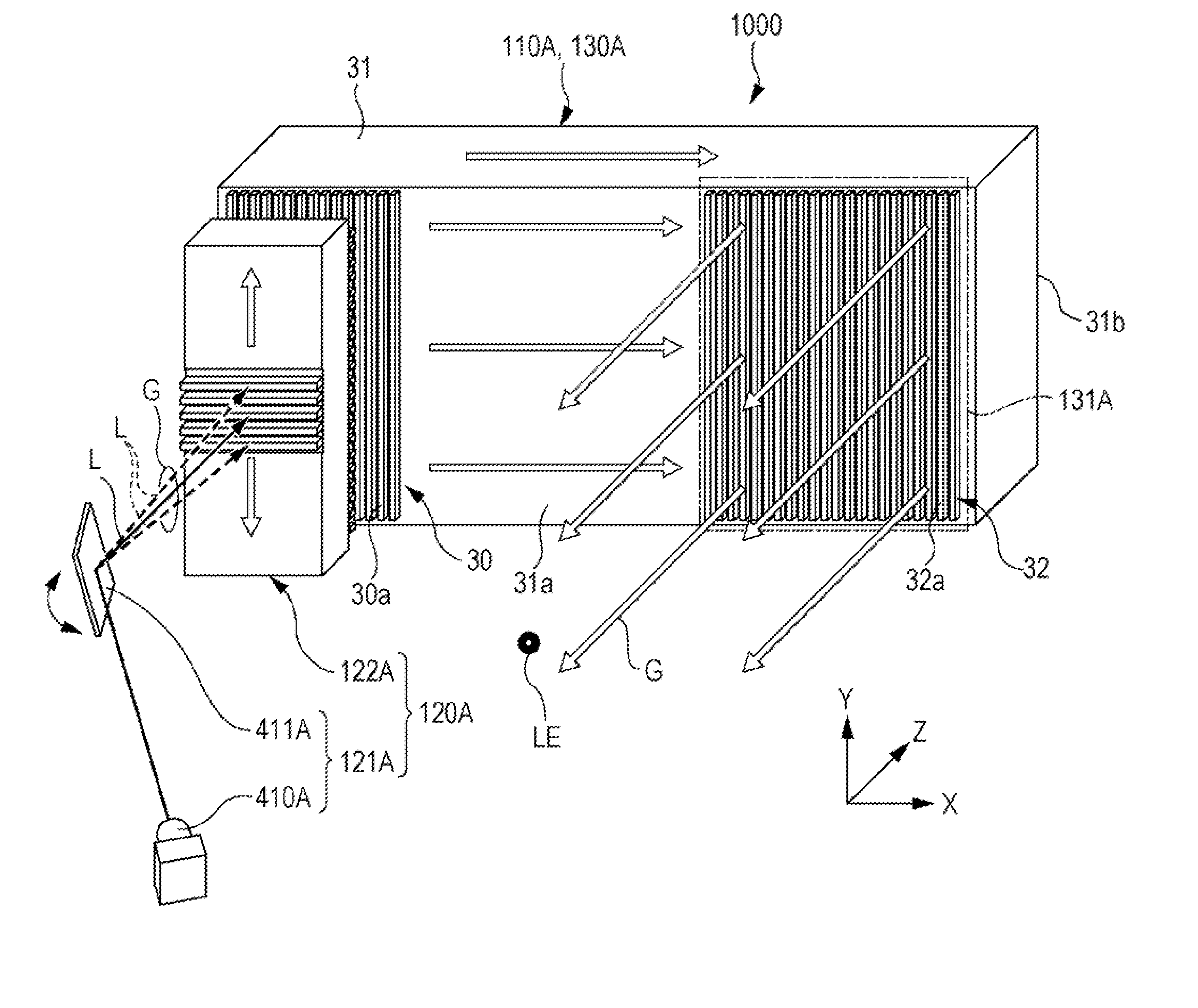 Optical element, electro-optical device, and mounted display apparatus