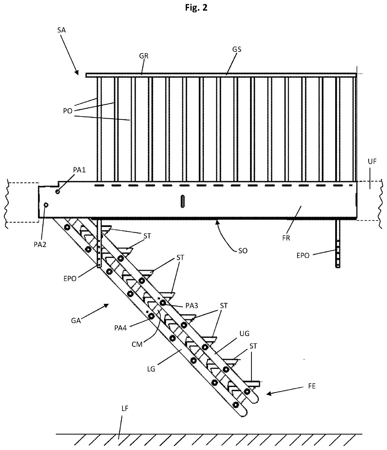 A stair assembly, an object and a stair assembly operating method