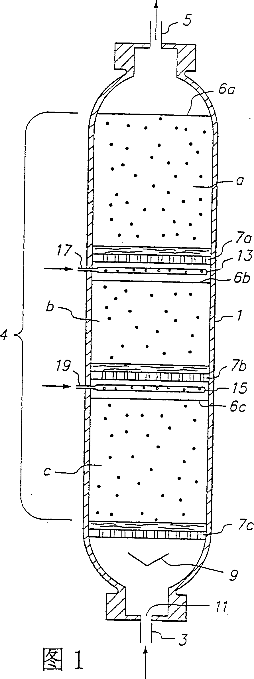 Upflow reactor system with layered catalyst bed for hydrotreating heavy feedstocks