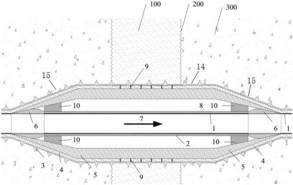 Anti-dislocation structure for water delivery tunnel crossing large-scale movable fault zone