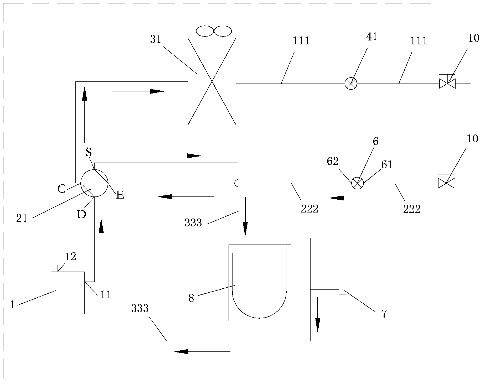 Refrigerant automatic recycling air conditioner system and control method thereof