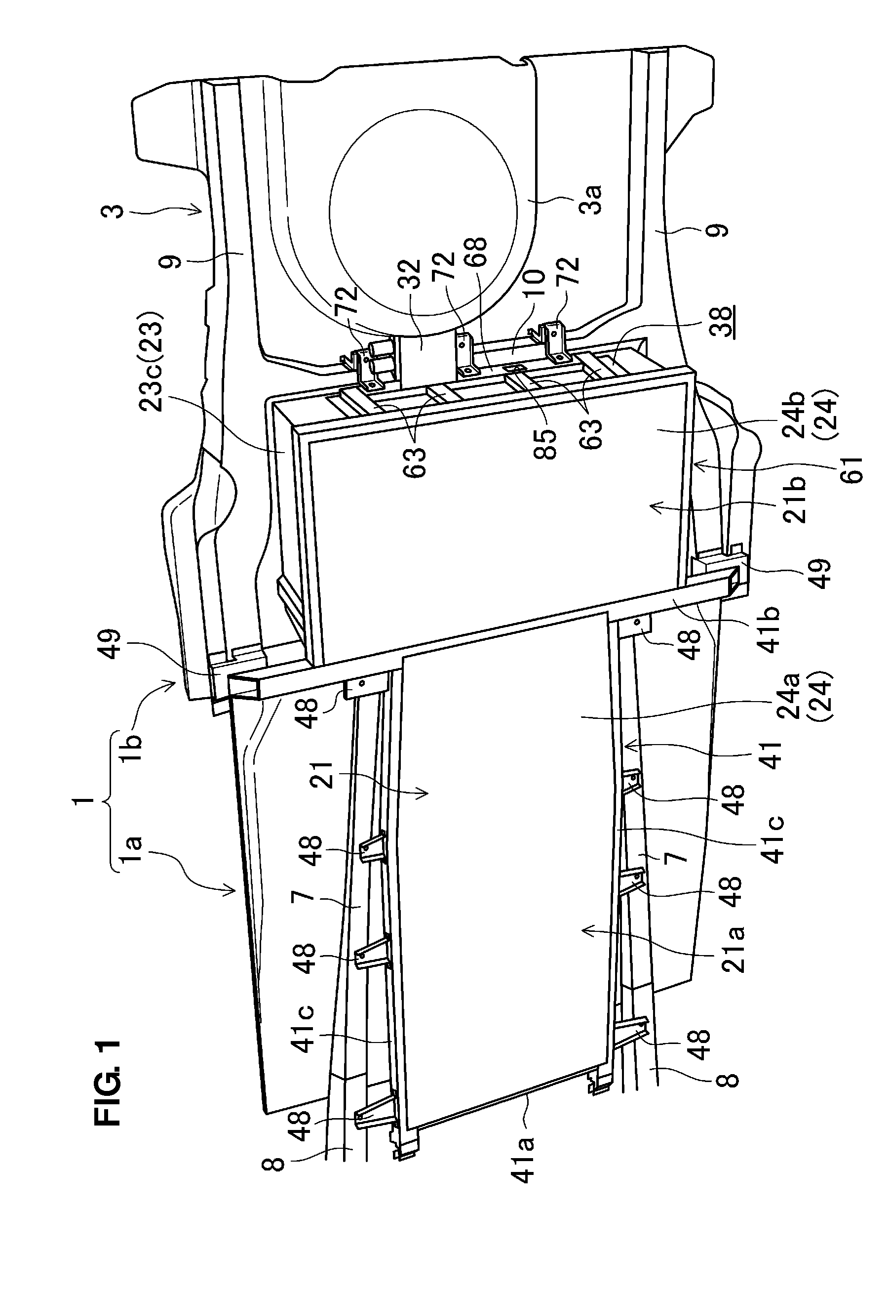 Battery mounting structure of electromotive vehicle