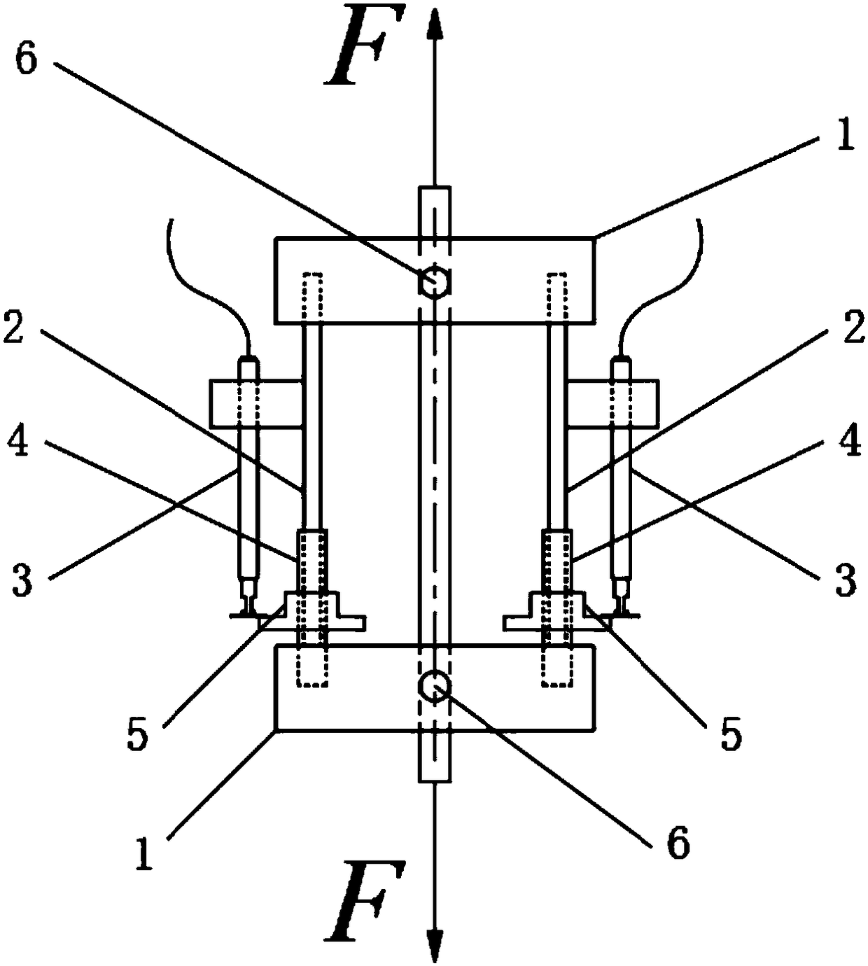 Displacement measuring device and tester suitable for material tensile test